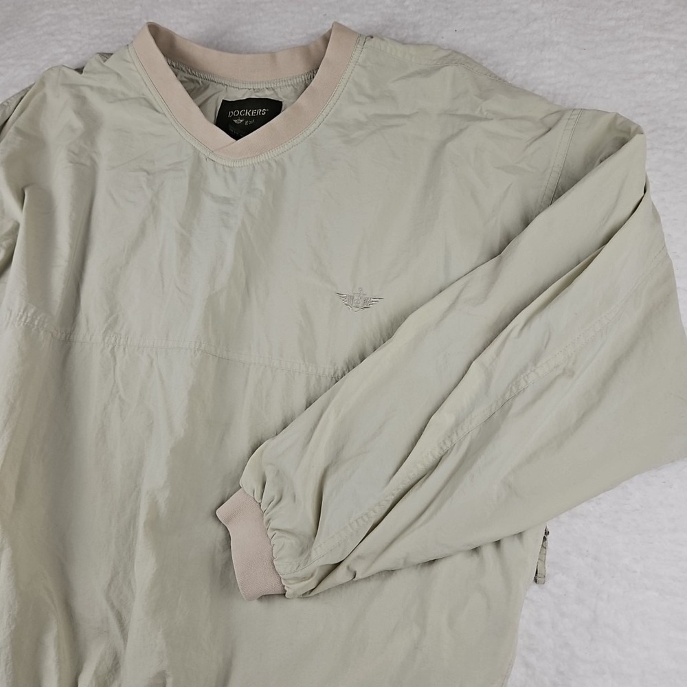 VTG Dockers Golf Outwear Jacket Mens XL Beige Long Sleeve Performance Casual